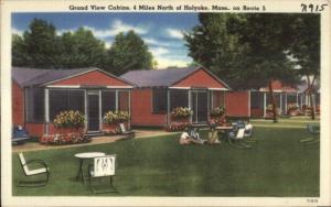 Holyoke MA Grand View Cabins Linen Postcard