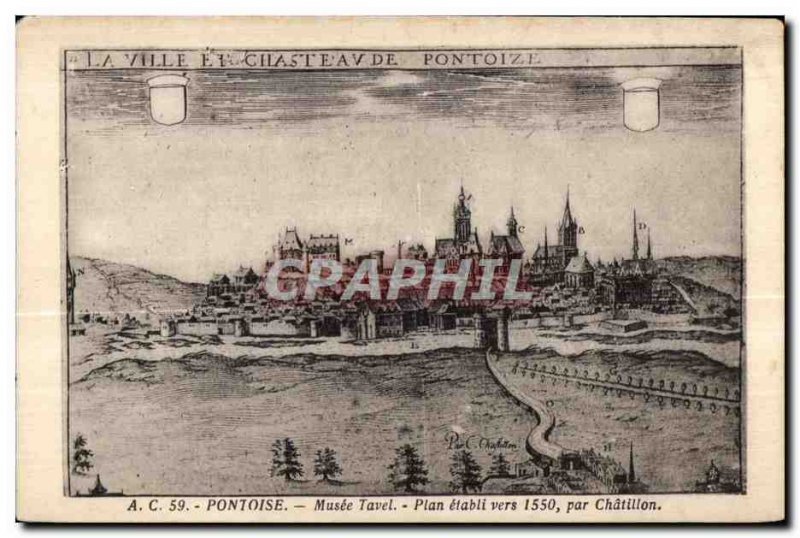Old Postcard Pontoise Museum Plan established 1550 By Chatillon