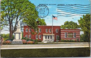 Recreation Building Gadsden Alabama Linen Postcard C118