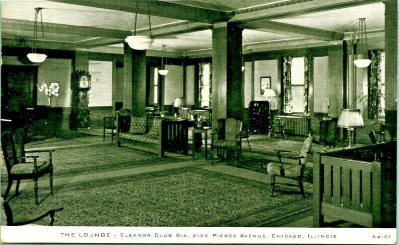 Eleanor Club Six Lounge 2155 Pierce Ave Chicago Illinois IL 1942 Vtg Postcard