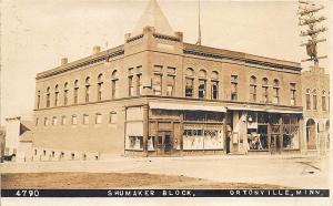 Ortonville MN Storefront Shumaker Block 1910 RPPC Postcard