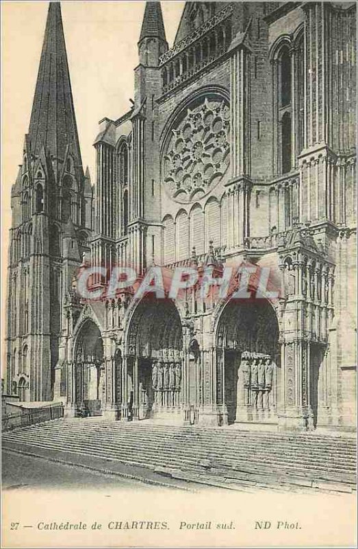 Postcard Old Cathedral of Chartres South Portal