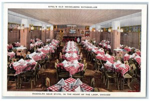 c1940's Dining Room Eitel's Old Heidelberg Rathskeller Chicago IL Postcard