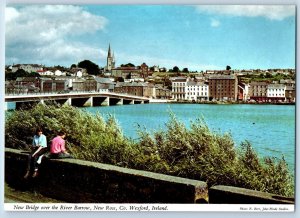 New Ross Co Wexford Ireland Postcard New Bridge Over River Barrow c1950's