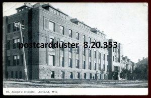 h1601 - ASHLAND Wis Postcard 1907 St. Joseph's Hospital, to Copper Cliff...