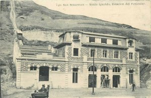 Spain San Sebastian Monte Igueldo funicular train station vintage postcard