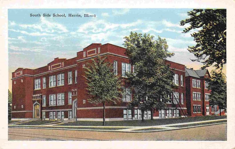 South Side High School Herrin Illinois 1920s postcard