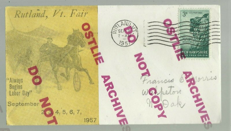 Rutland VERMONT 1957 ADVERTISING Event Cover COUNTY FAIR Horse HARNESS RACING