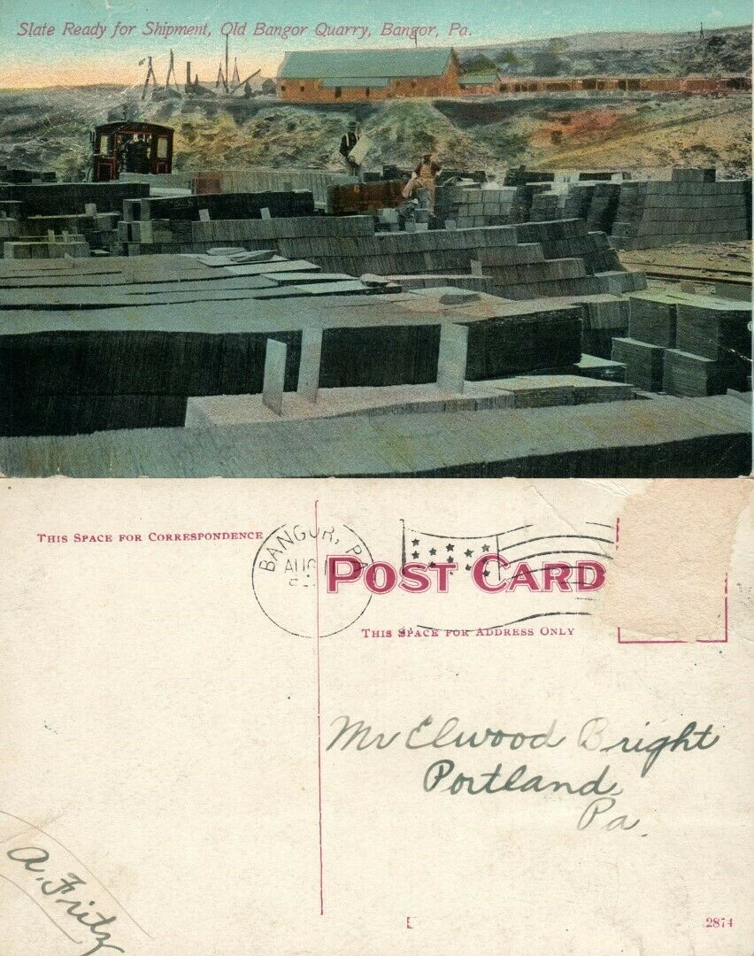 Bangor PA OLD Quarry Slate Ready for Shipment Antique Postcard United States Pennsylvania