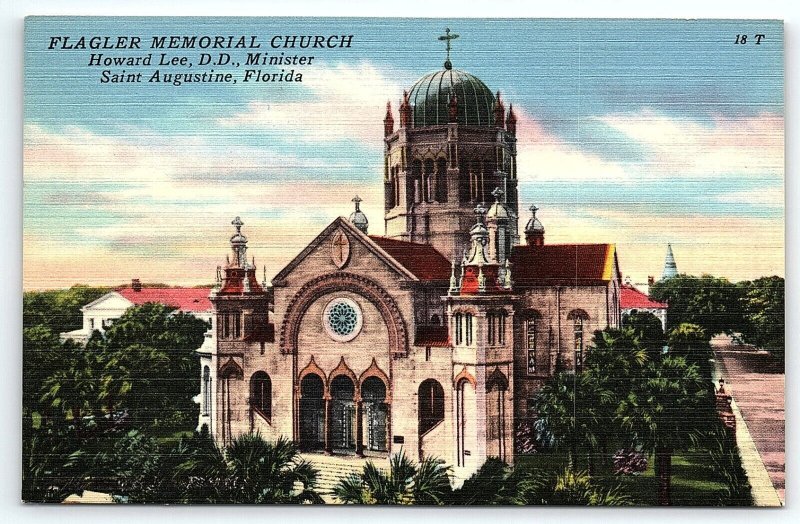 1930s ST AUGUSTINE FL FLAGLER MEMORIAL PRESBYTERIAN CHURCH LINEN POSTCARD P2680