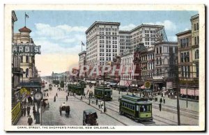 Postcard Old Canal Street The Shopper & # 39s Paradise New Orleans Streetcar