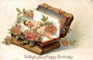 Birthday, Ellen H Clapsaddle Holiday 1914 glitter balls on card