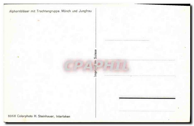 Old Postcard Folklore Alphpornblaser put Trachtengruppe