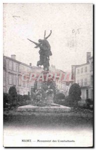 Old Postcard Niort Monument Fighters Advertisement Milk Appenzell