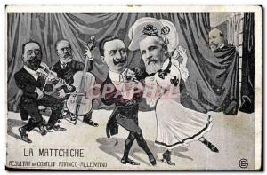 Old Postcard The Franco German Mattchiche Result conflict Violin