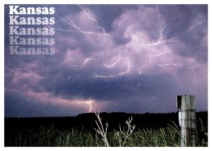 Kansas Thunderstorm Outdoors Clouds Lightning Chrome UNP Postcard 