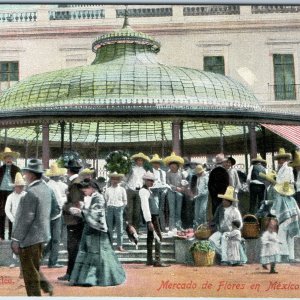 c1910s Mexico City Mercado de Flores Zocalo Flower Pavilion J.K. 30 Sombrero Men