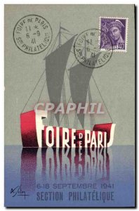 Postcard Old Advertisement Paris Fair in September 1941 Philatelic Section