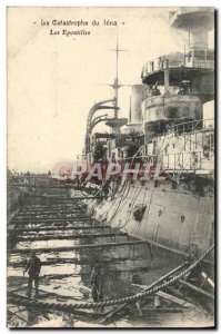 Old Postcard Boat War Catastrophe of Jena Breastplate The stanchions