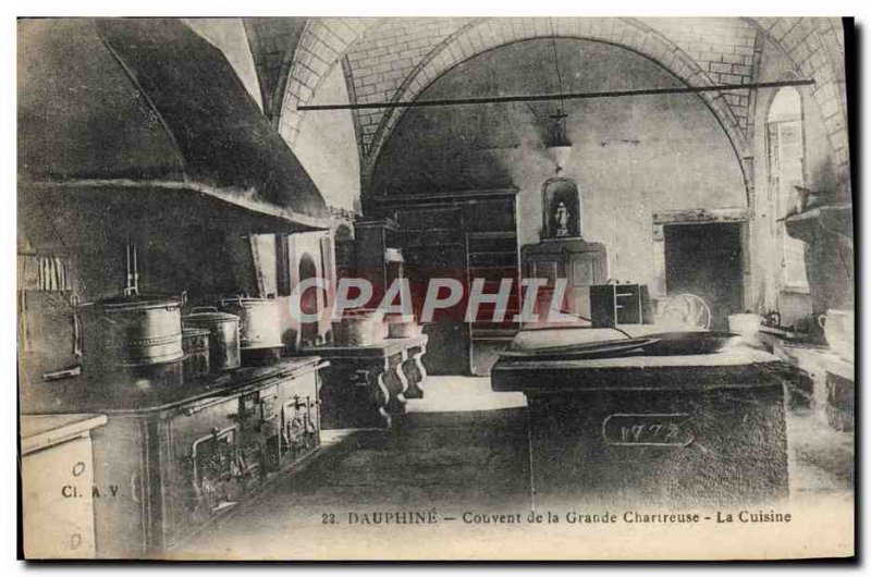 Old Postcard Dauphine Convent Of The Grande Chartreuse The Kitchen