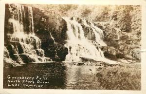 c1950 RPPC Postcard; Gooseberry Falls, North SHore Drive, Lake Superior MN