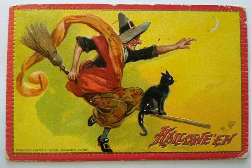 vintage halloween witch postcards