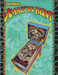 Amazon Hunt Pinball Flyer Original 1983 Vintage Retro Game Artwork 8.5 x 11