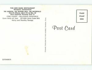 Unused Pre-1980 OLD CARS & RED BARN RESTAURANT Westport Connecticut CT v7979@