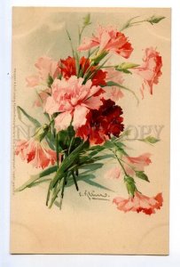 497568 Catherine KLEIN Charming CARNATIONS Bouquet postcard Meissner #1130