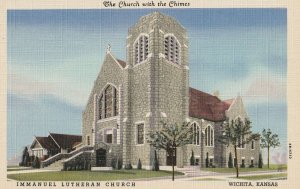 VINTAGE POSTCARD IMMANUEL LUTHERAN CHURCH WICHITA KANSAS CHURCH WITH THE CHIMES