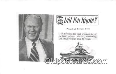  National Election, First to Resign Postcard President Gerald Ford