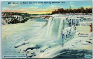 M-23123 Niagara in Winter from Goat Island showing American Falls