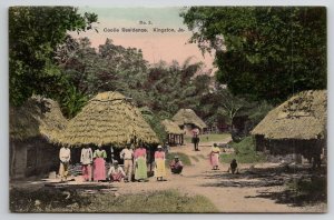 Jamaica Coolie Residence Kingston Towns People Hand Colored Postcard B46