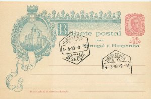 Bilhete Postal Para Portugal E Hespanha 10 Reis Posted 1899