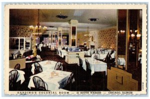 1940 Interior View Harding Colonial Room Restaurant Chicago Illinois IL Postcard
