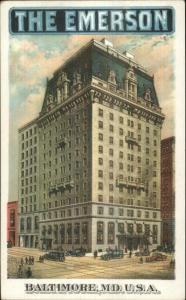 Baltimore MD EMERSON Hotel Poster Art Advertising c1915 Postcard EXC COND