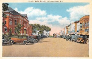 Independence Missouri South Main Street, White Border Vintage Postcard U6857