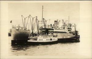 Steamship SS Blue Hen State 1940s Real Photo Postcard From Earlier Image