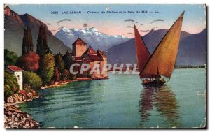 Old Postcard Lac Leman Chateau de Chillon and Dent du Midi
