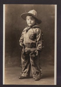 Wisconsin RPPC c1920 LITTLE BOY Costume COWBOY Hat Belt Gun STUDIO SHOT WI KB
