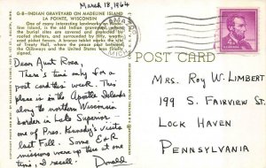 LA POINTE, Wisconsin WI   INDIAN GRAVEYARD~CROSS Madeline Island  1964 Postcard