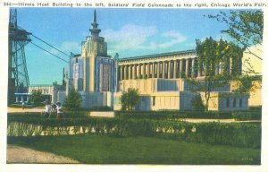 1933 Chicago World's Fair Host Bldg, Soldier's Field WB Postcard Unused