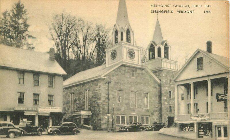 Springfield Vermont Methodist Church #1785 American Art Postcard 21-10370