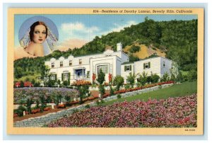 c1950's Residence Of Dorothy Lamour Beverly Hills California CA Flowers Postcard