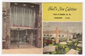 Sholl's Cafeteria K Street Washington DC linen postcard