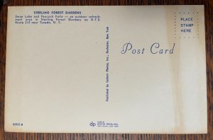 Vintage Postcard 1957 Sterling Forest Gardens Swan Lake & Patio, Tuxedo NY