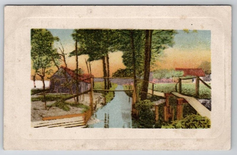 Bridge Art Over River Sunnyside To Davidson Family Long Pine NE Postcard A34