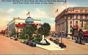 Texas El Paso Civic Center Showing Court House City Hall World War Memorial &...