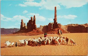 Navajo Women Taking Sheep to Water Monument Valley AZ Arizona Postcard H1