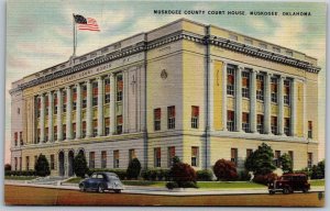 Vtg Oklahoma OK Muskogee County Court House 1940s View Linen Old Postcard